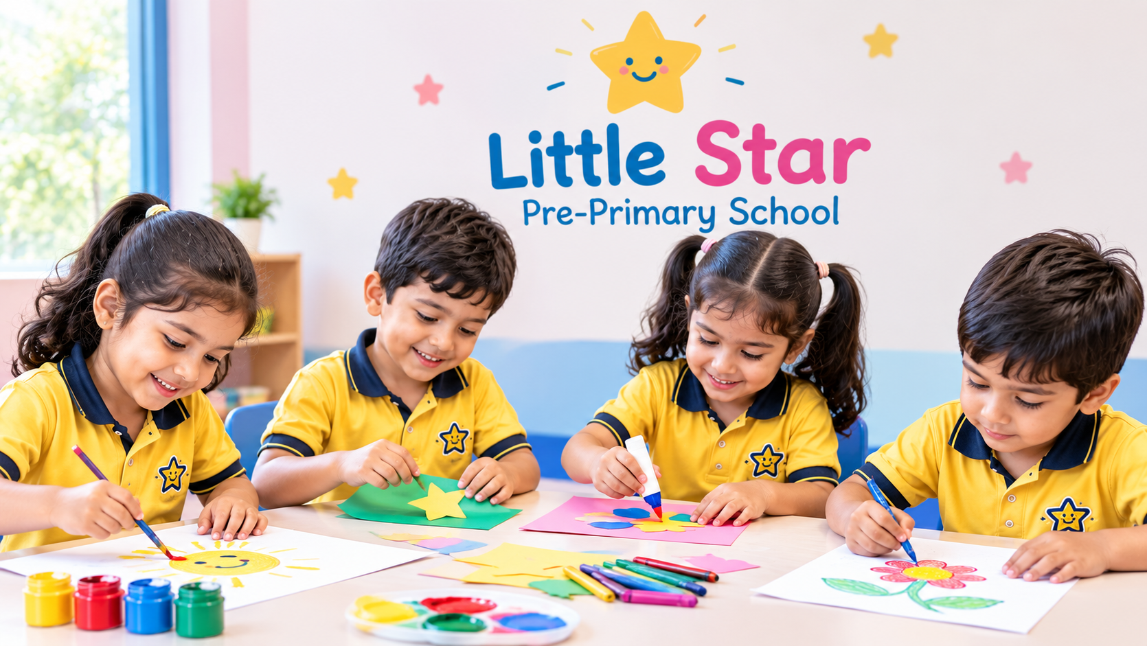 Children participating in creative preschool activities